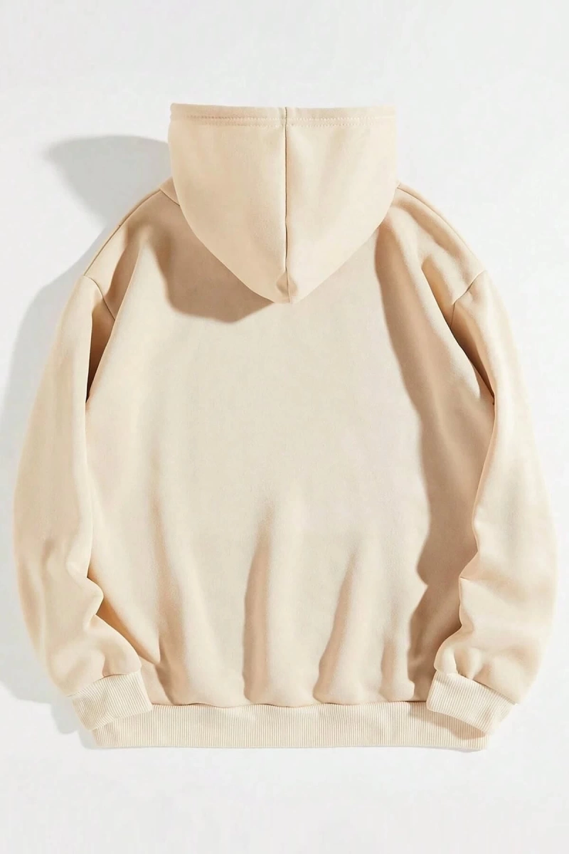 Unisex Bej Pamuk Rodeo Baskılı Oversize Kapüşonlu Sweatshirt rodeo