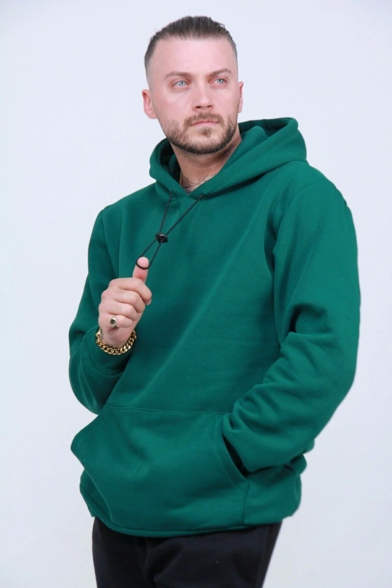 Unisex Yeşil 3iplik Polarlı Sweatshirt Düzsweatshirt5655 DÜZSWEATSHİRT5655
