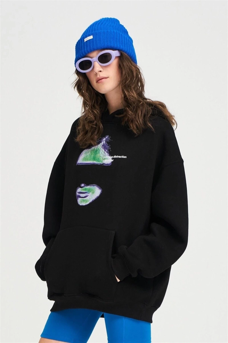 Unisex Distraction Sweatshirt Siyah Trndz1307