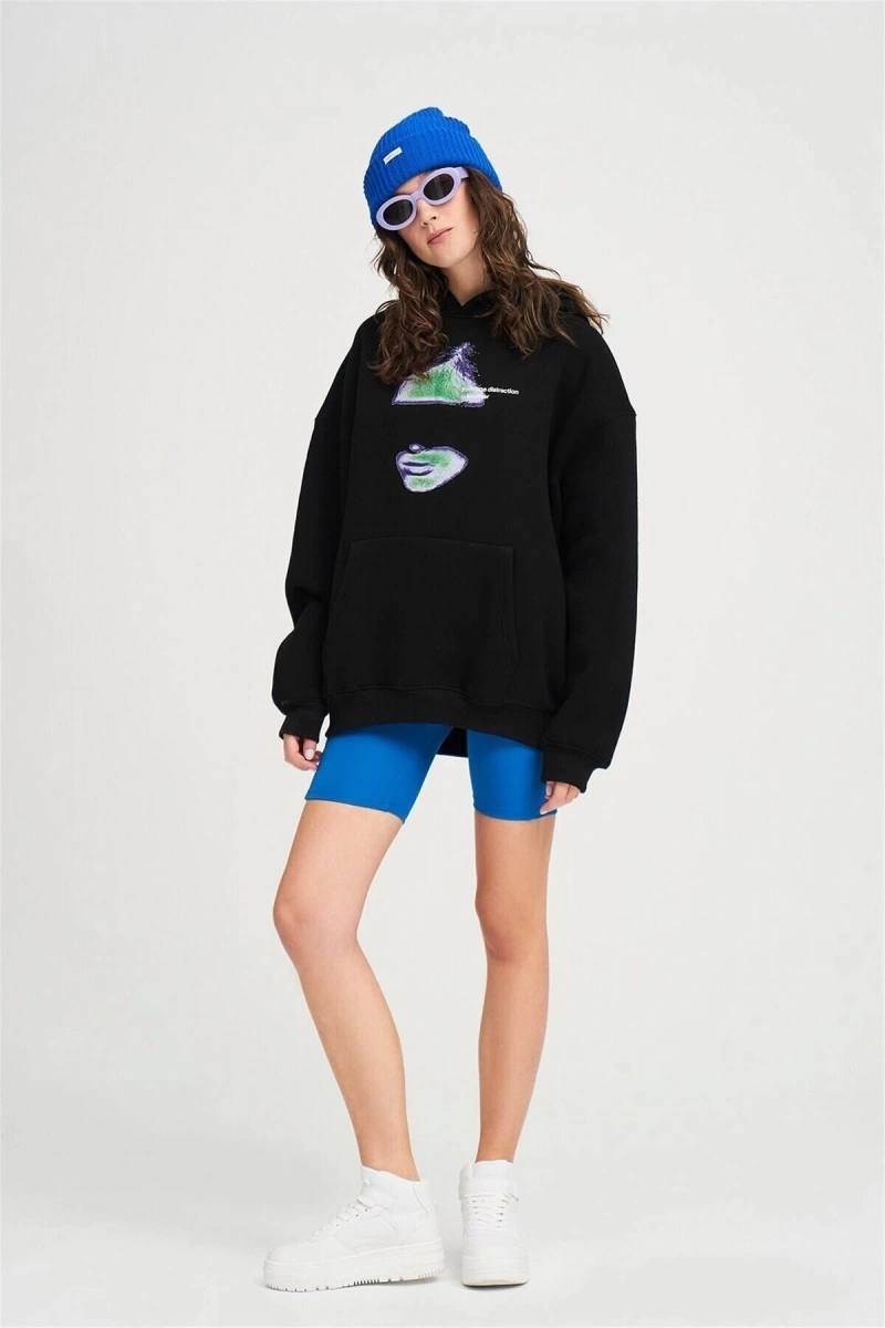 Unisex Distraction Sweatshirt Siyah Trndz1307