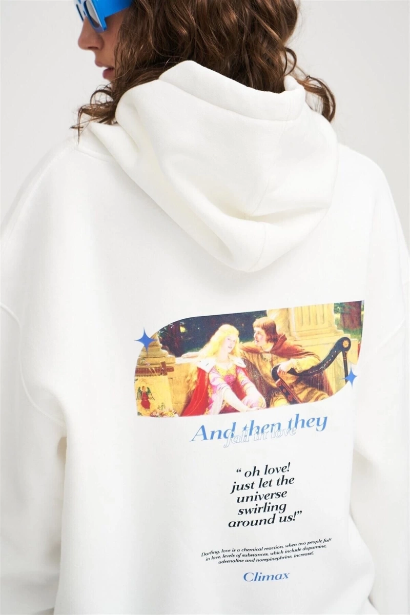 Unisex Fall In Love Sweatshirt Beyaz Trndz1308