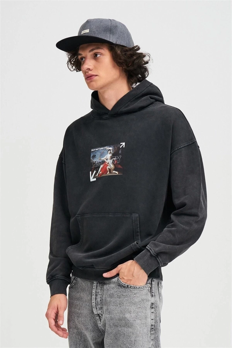 Exclusive History Yıkamalı Sweatshirt Antrasit Trndz1382