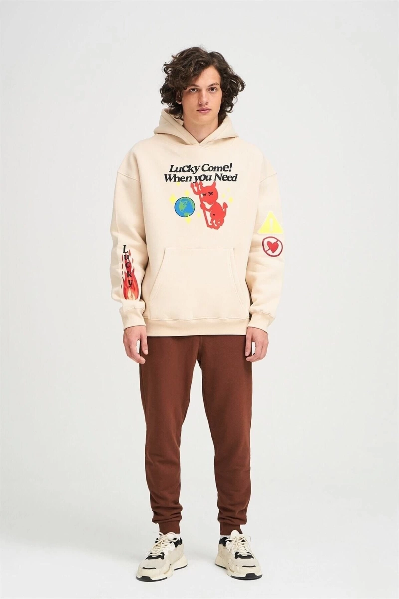 Unisex Lucky Come Sweatshirt Taş Trndz1330