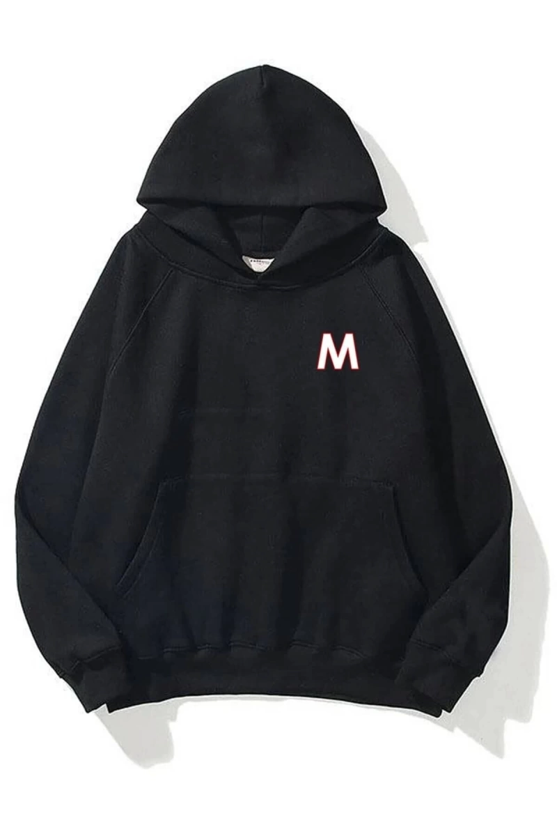 Unisex M Harfli Siyah Sweatshirt Trndz245