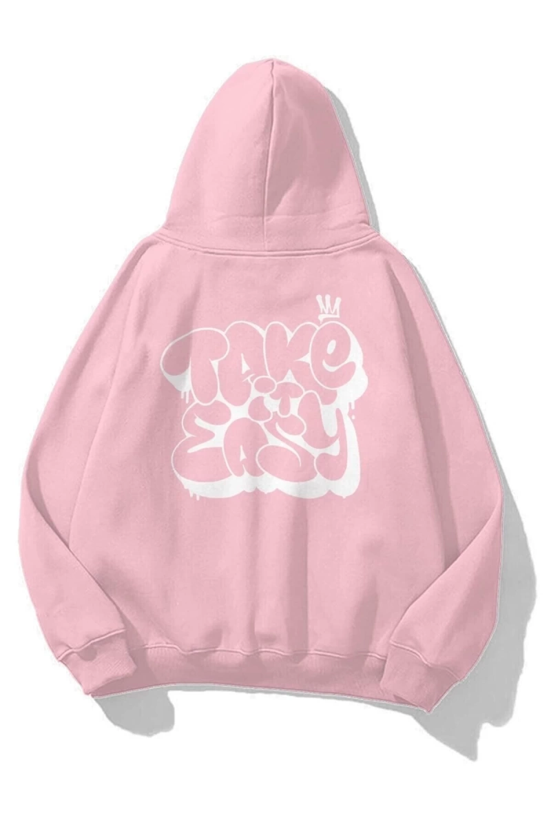 Unisex Take it Easy Sweatshirt Pembe
