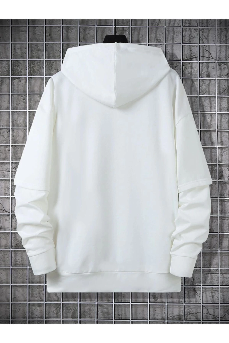 Unisex Beyaz Oversize Kapşonlu Sweatshirt TYC00621003233