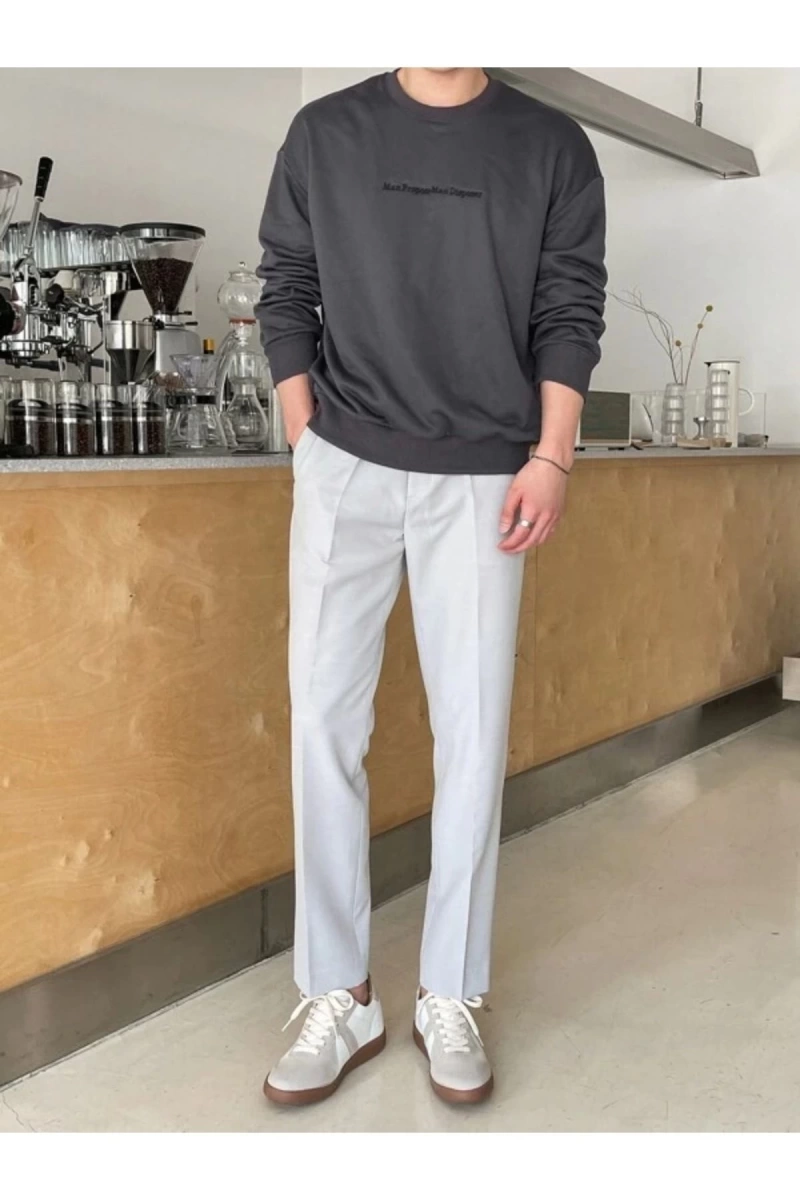 Gri Baskılı Oversize Bisiklet Yakalı Unisex Sweat bsgmanproposesweat