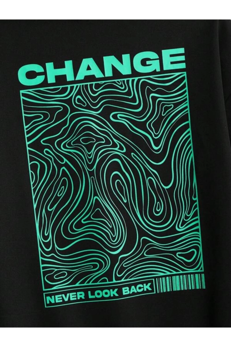 Siyah Change Baskılı Oversize Erkek Sweatshirt bsgchangesweat