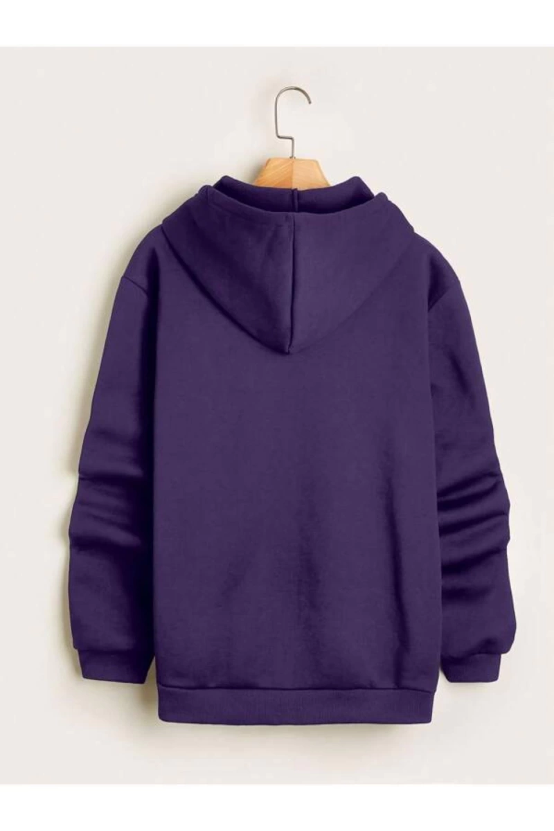 Mor Free Saw Baskılı Oversize Kapuşonlu Sweatshirt bsgfreesweat