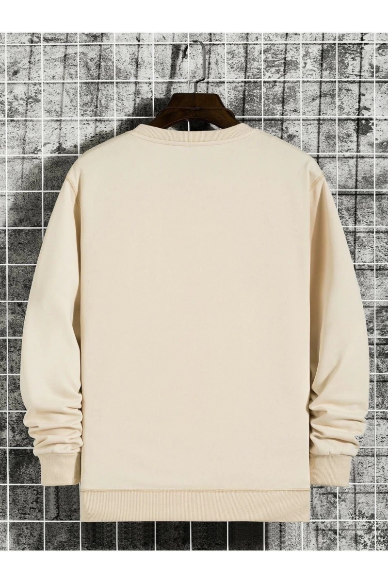 Erkek Bej Nasa Baskılı Oversize Sweatshirt TYC00652577192