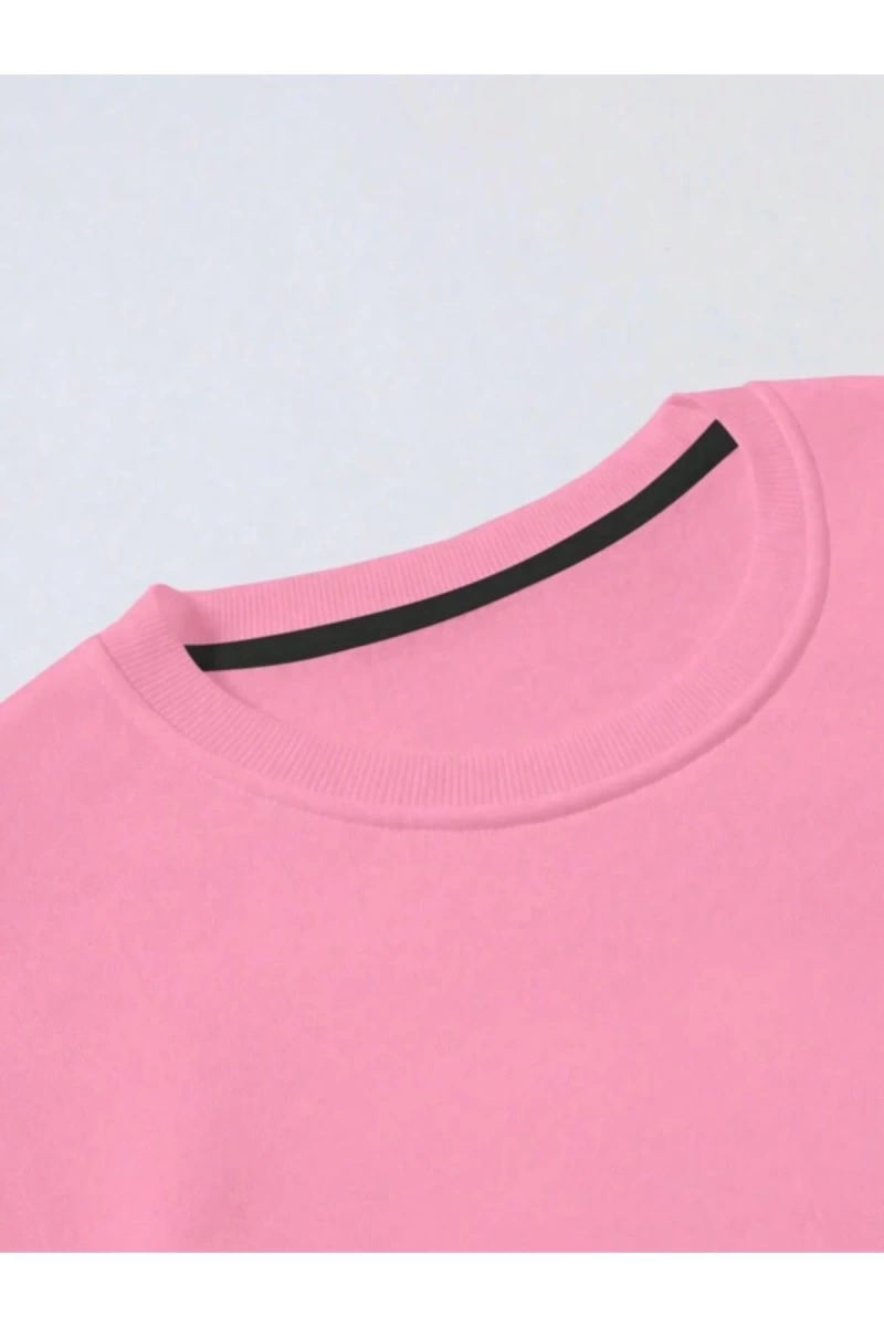 Pembe Ayı Baskılı Oversize Bisiklet Yaka Kadın Sweatshirt. bsg2oluayısweat