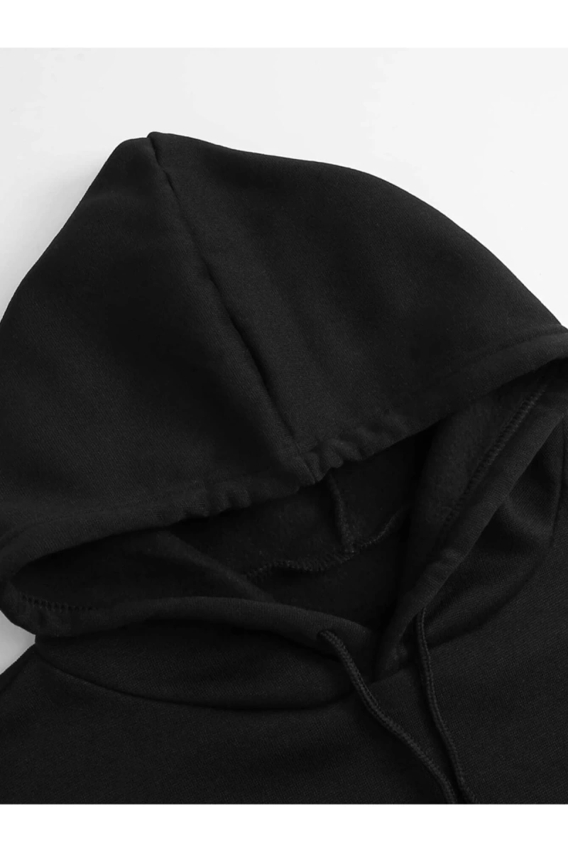 Kadın Siyah Nope Baskılı Oversize Kapüşonlu Sweatshirt Benisengiydirnopesweatsh