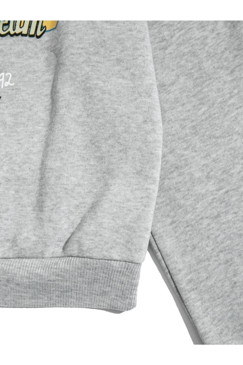 Kadın Gri Chicago Basketball Baskılı Oversize Bisiklet Yaka Sweatshirt