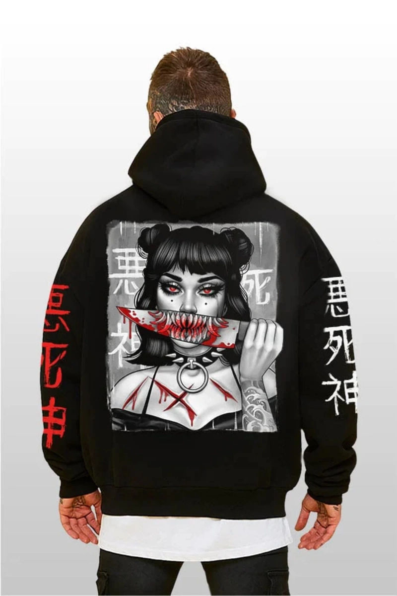 STAYCOLD Cut Throat Hof Hoodie Oversized Kadın Erkek Sweatshirt Kapşonlu Büyük Beden Siyah Ba