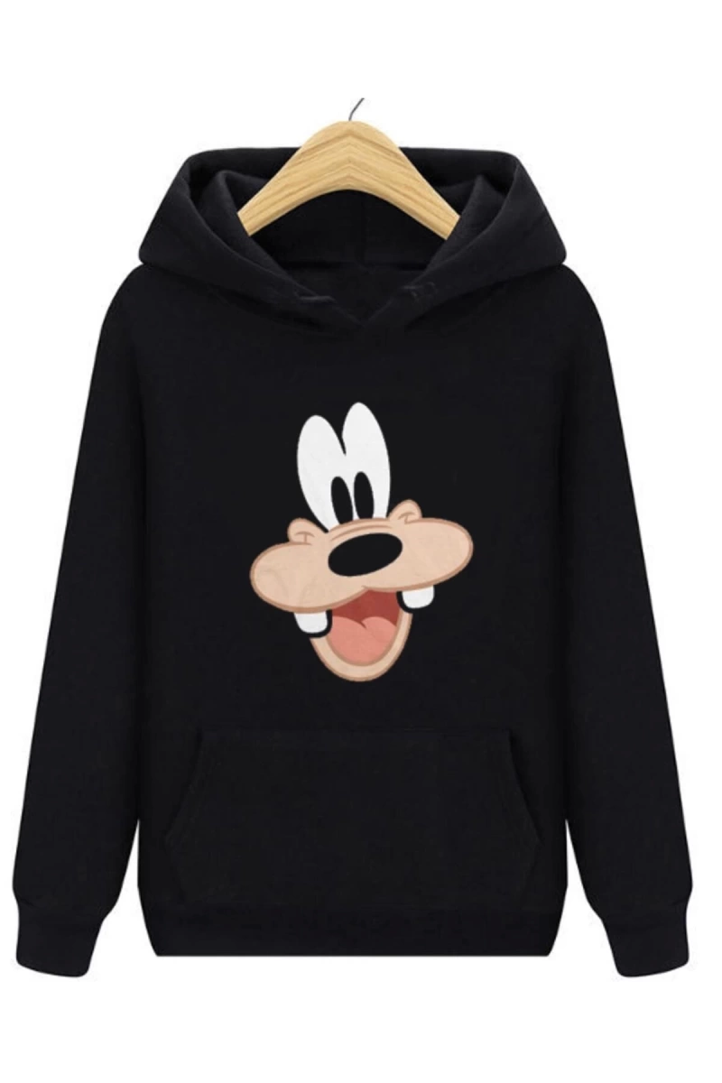Goofy Face Siyah Unisex Kapşonlu Sweatshirt 00439