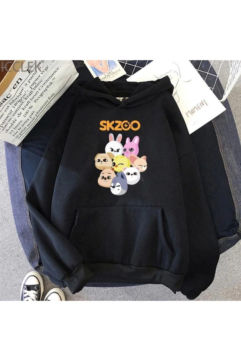 Kpop Skzoo Başıboş Baskılı Hoodies 12498