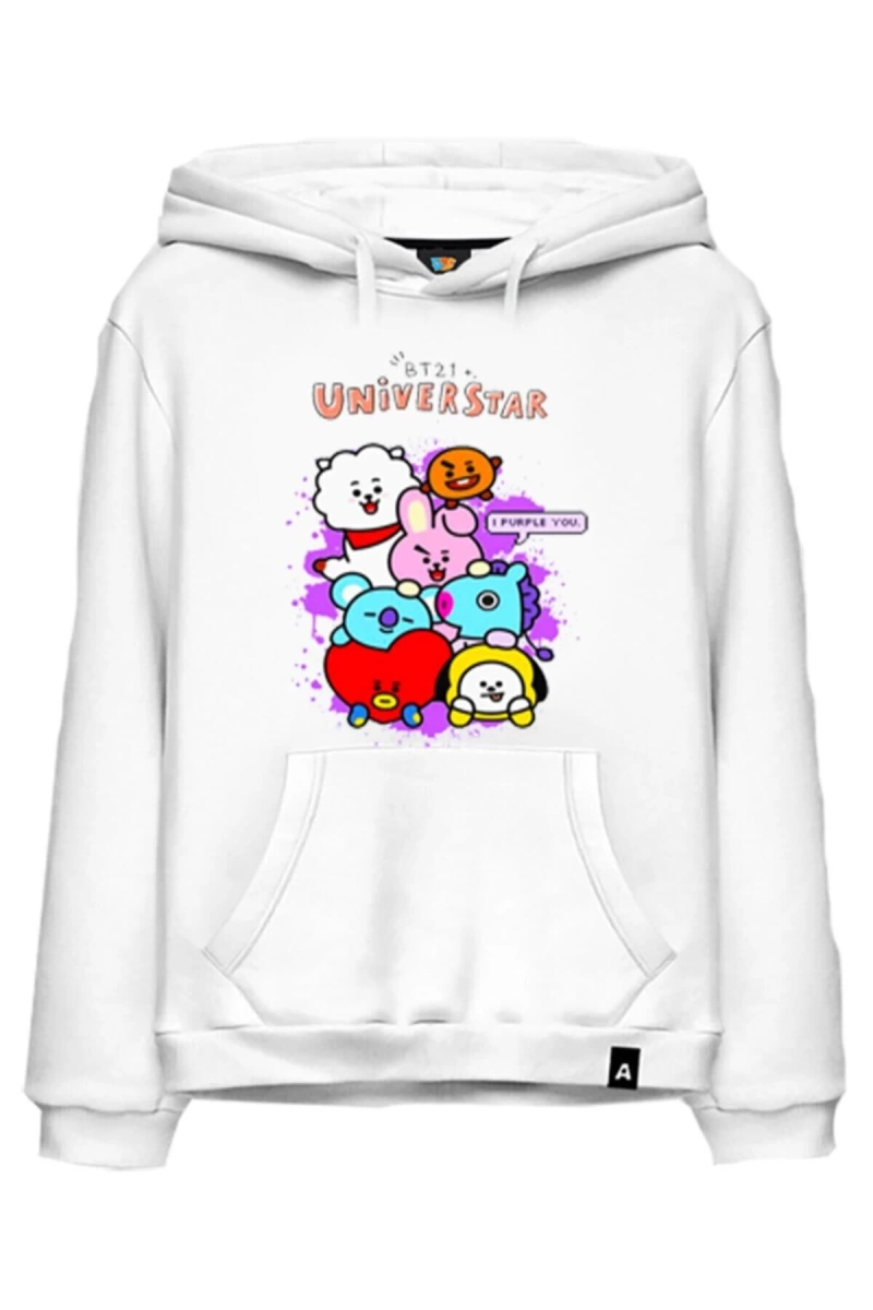 Cute Bt21 Bts I Purple You Cartoon Babies Beyaz Sweatshirt 04777