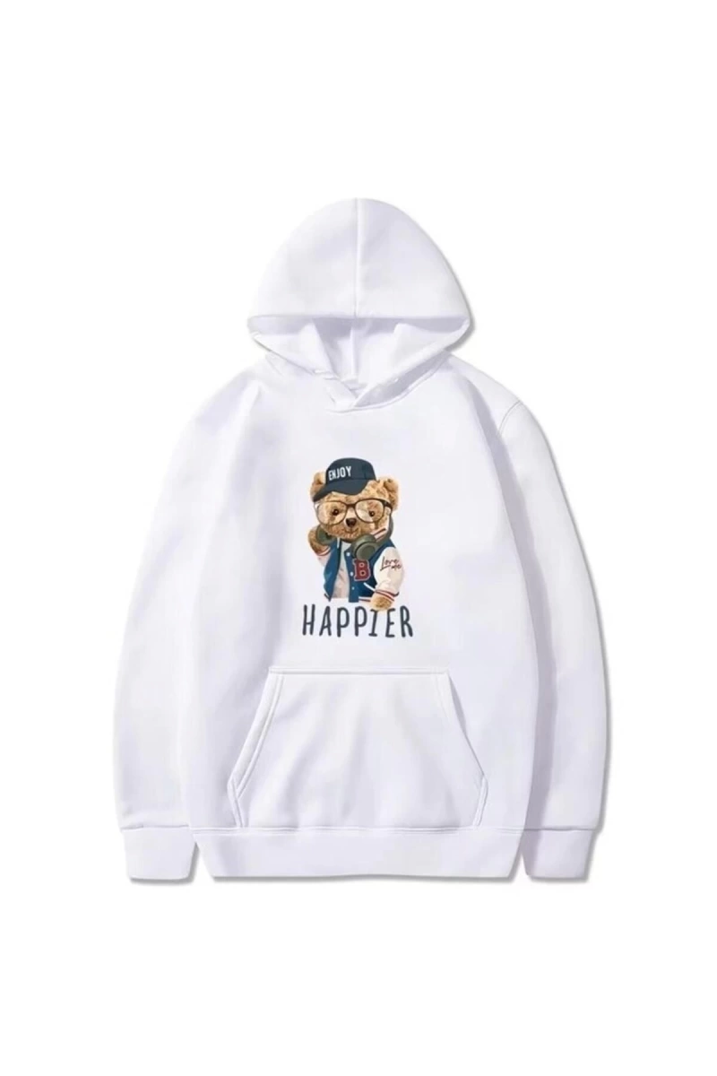 Moda Karikatür Ayı Baskı Kapşonlu Mod67 12373