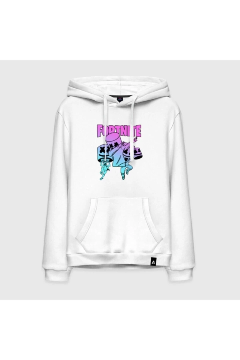 Fortnite Marshmello Beyaz Kapşonlu Hoddie Model 71 05995