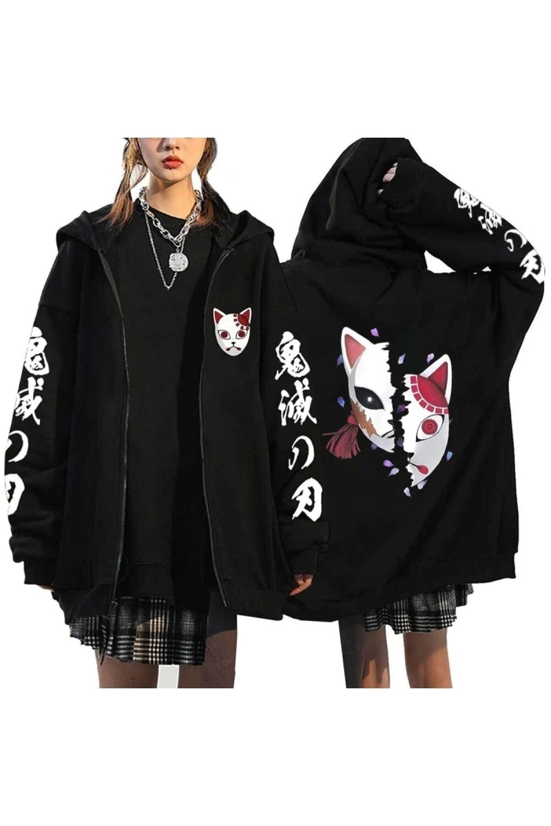 Unisex Fermuarlı Anime Demon Cleaver Slayer Sweatshirt 13816