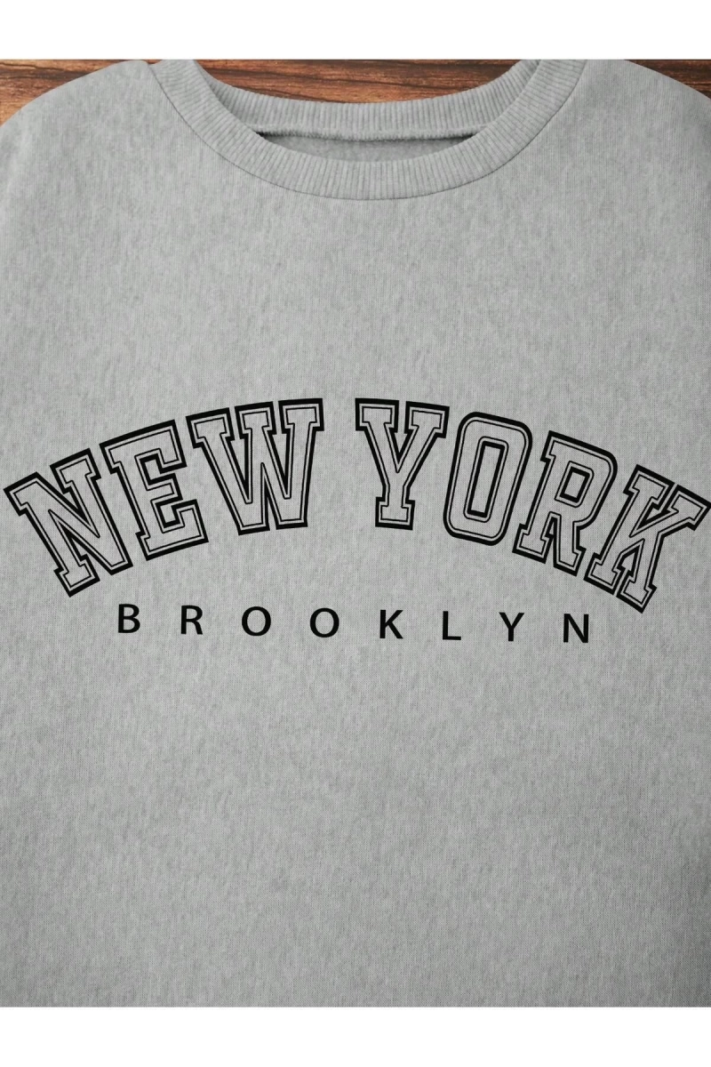 Unisex Kadın/Erkek Yazılı Grafik Düşük Omuz Oversize Sweat