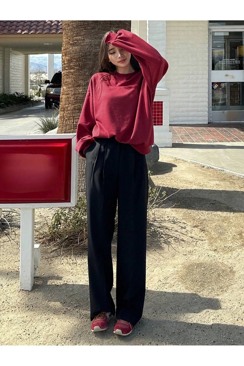 Unisex Kadın/Erkek DAZY Katı Düşük Omuz Oversize Sweatshirt