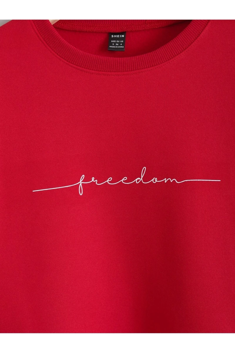 Unisex Kadın/Erkek Yazılı Baskılı Damla Omuz Sweat
