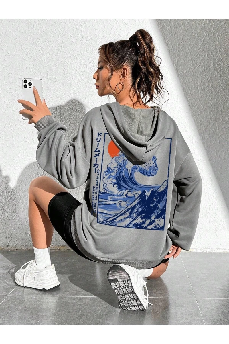 Unisex Kadın/Erkek Harajuka Sokakt Yazılı Grafik Sweat