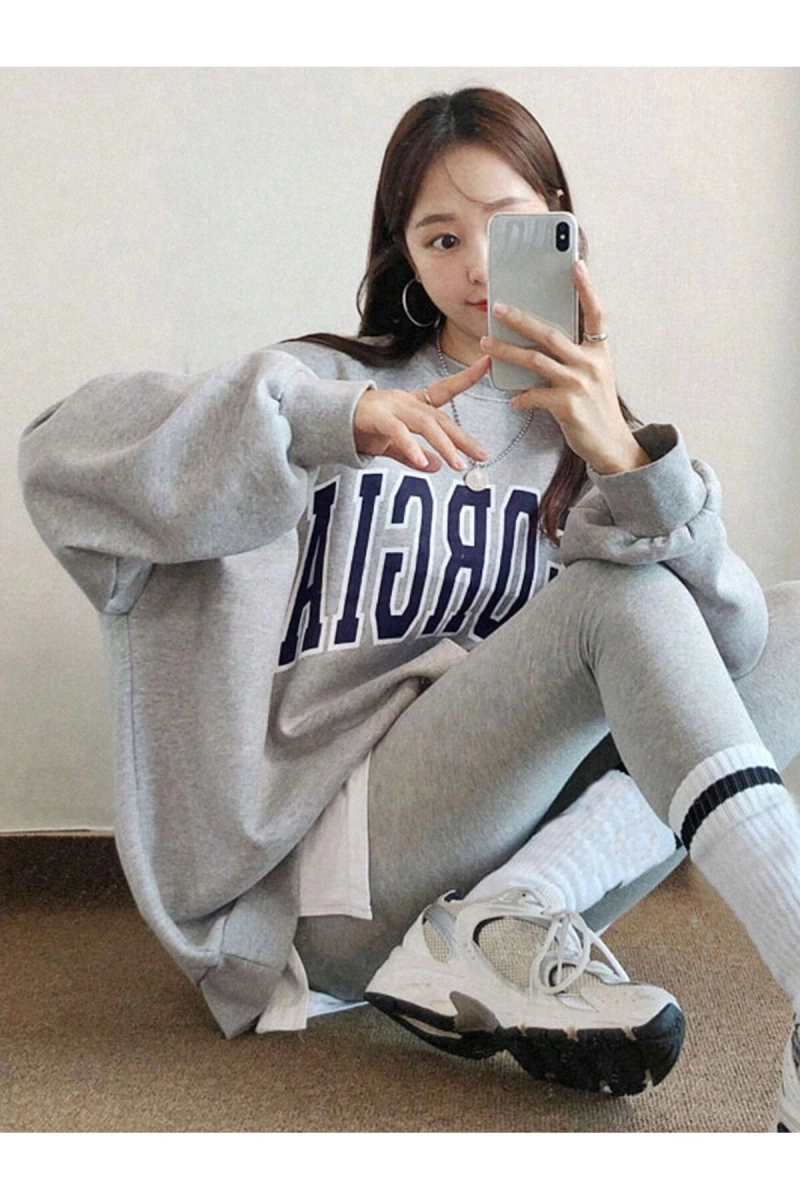 Unisex Kadın/Erkek Harajuka Sokakt Yazılı Grafik Sweat
