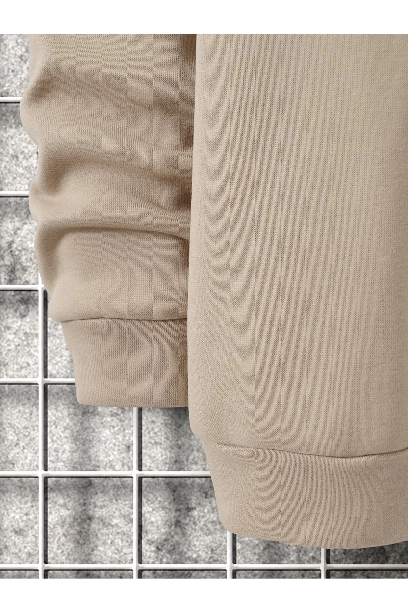 Unisex Kadın/Erkek Harajuka Sokakt Manfinity Mürdüm Çiçeği ve Çin Harfli Grafik Termal Kazak