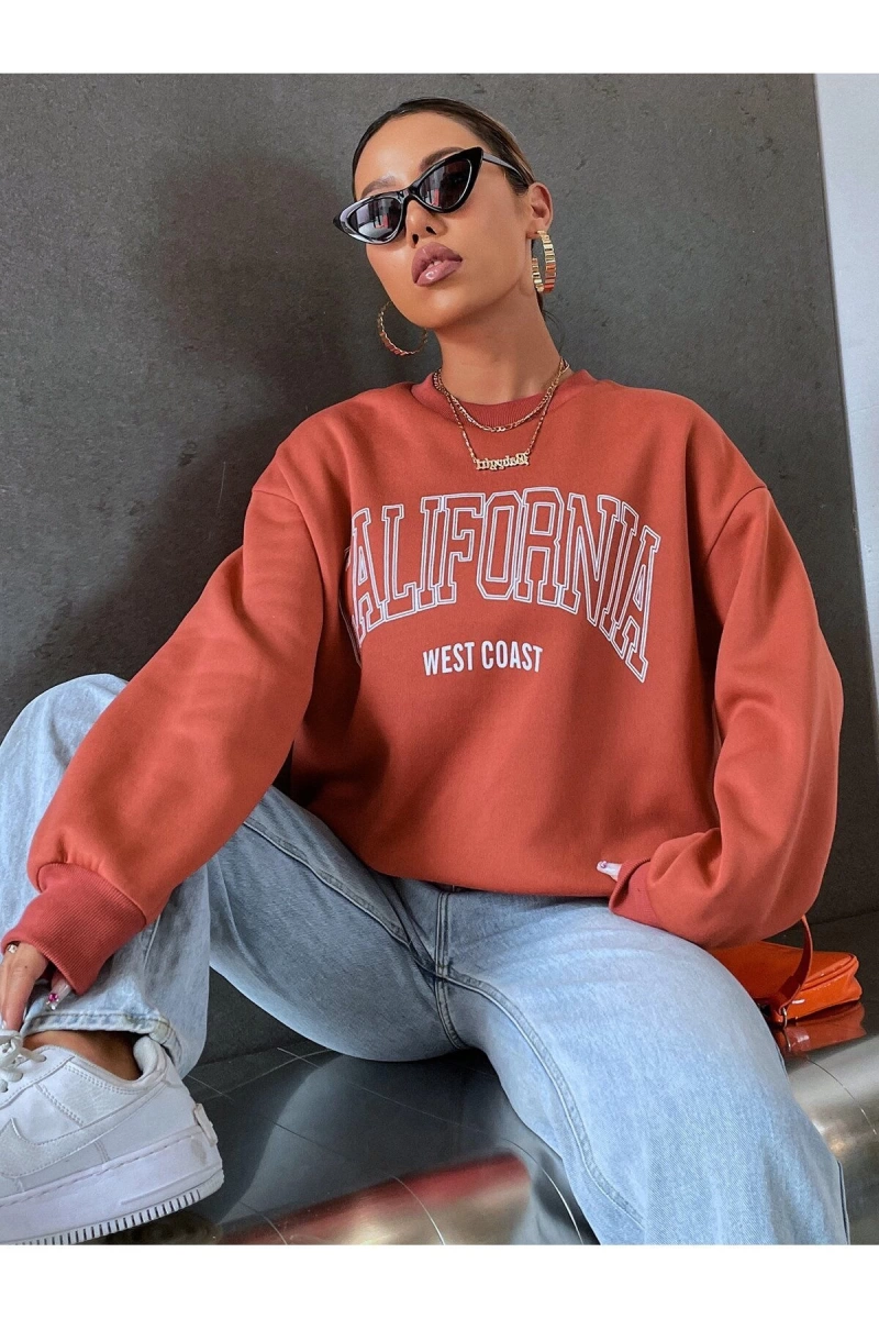 Unisex Kadın/Erkek Yazılı Grafik Damla Omuz Sweat