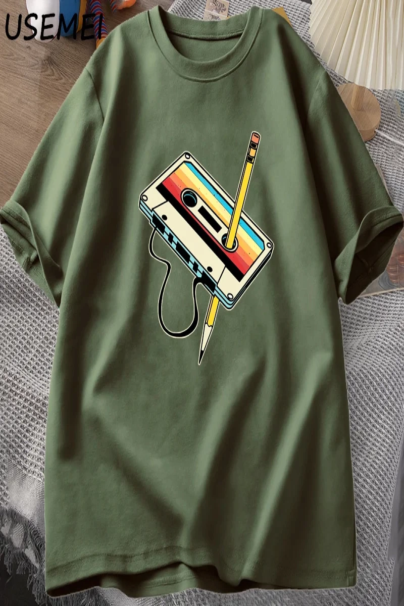 80s kaset bant kalem T shirt erkek kadın Retro Vintage gerileme müzik kısa kollu grafik T shi 2860