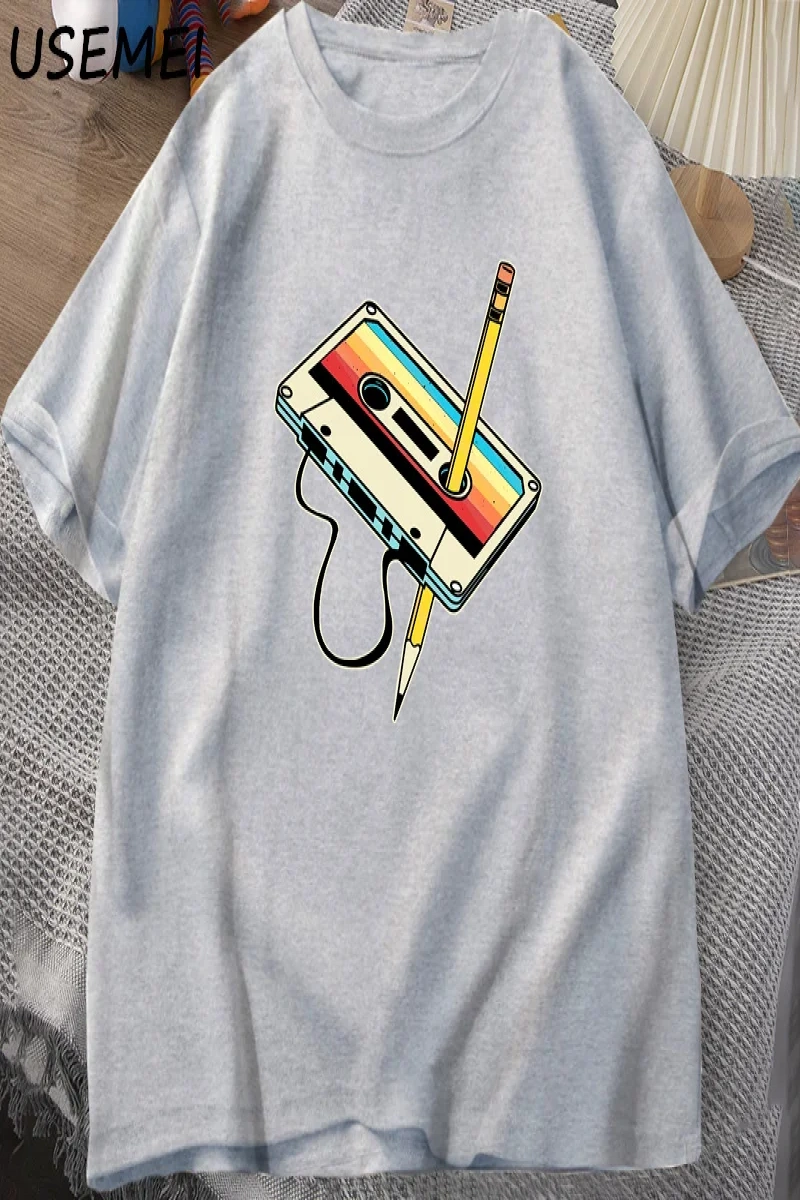 80s kaset bant kalem T shirt erkek kadın Retro Vintage gerileme müzik kısa kollu grafik T shi 2860