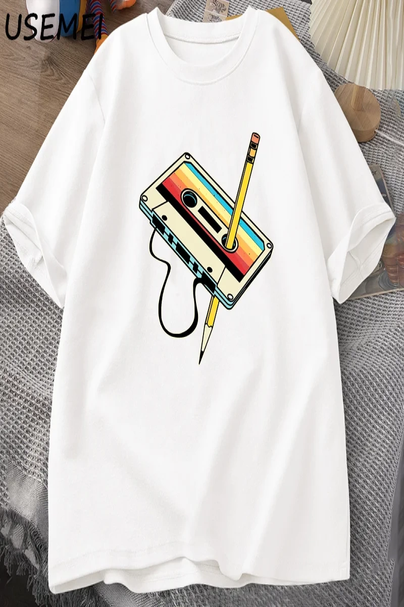 80s kaset bant kalem T shirt erkek kadın Retro Vintage gerileme müzik kısa kollu grafik T shi 2860