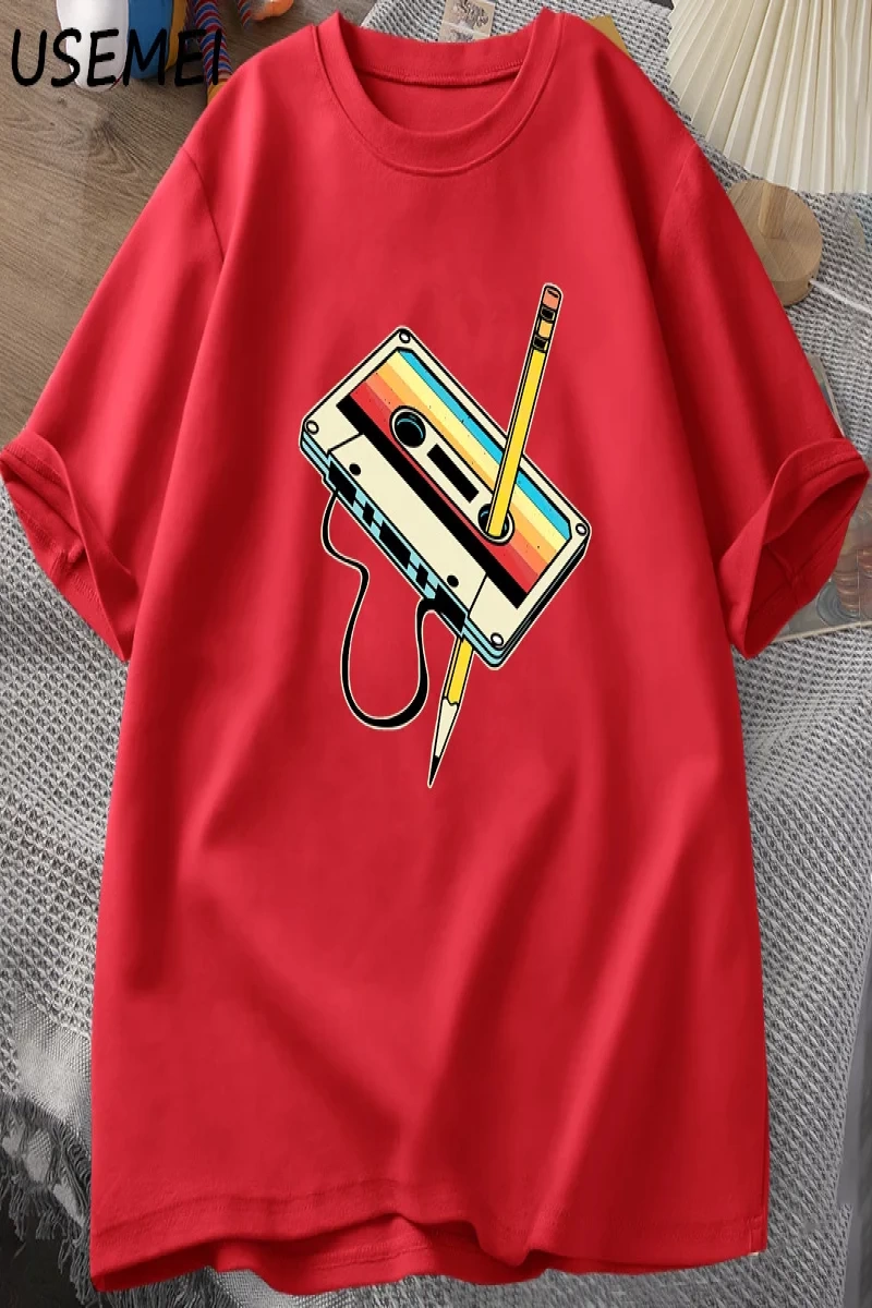 80s kaset bant kalem T shirt erkek kadın Retro Vintage gerileme müzik kısa kollu grafik T shi 2860