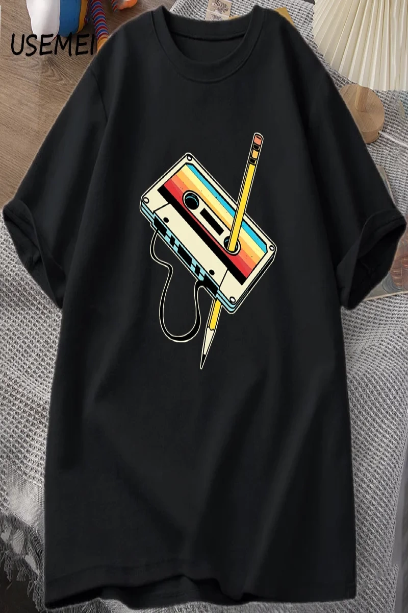 80s kaset bant kalem T shirt erkek kadın Retro Vintage gerileme müzik kısa kollu grafik T shi 2860