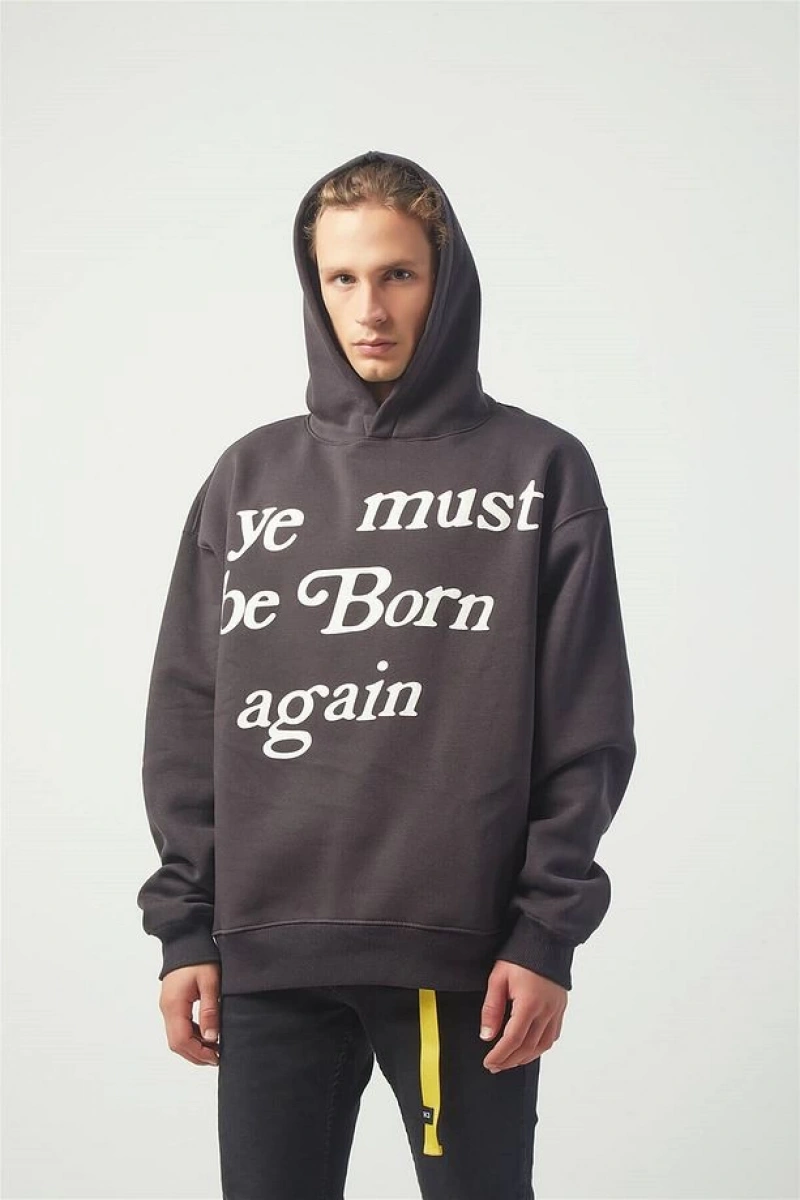 Again Oversıze Sweatshirt Hoodie Koyugrı Gri