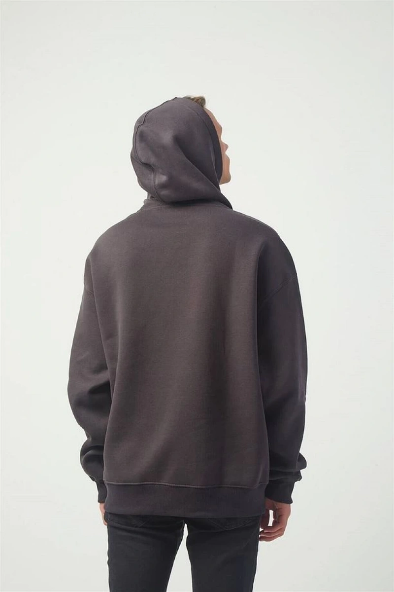 Again Oversıze Sweatshirt Hoodie Koyugrı Gri