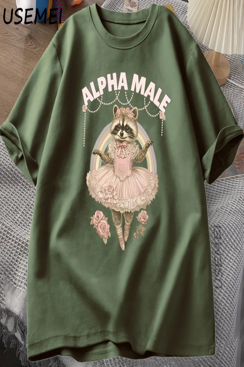 Alfa Erkek Rakun Grapchi T Shirt Pamuk Kısa Kollu Komik Baskı T-shirt Kadın ve Erkek Pamuk Vi 3019