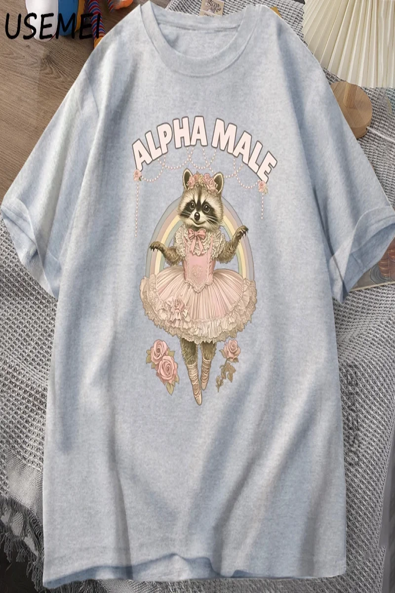 Alfa Erkek Rakun Grapchi T Shirt Pamuk Kısa Kollu Komik Baskı T-shirt Kadın ve Erkek Pamuk Vi 3019