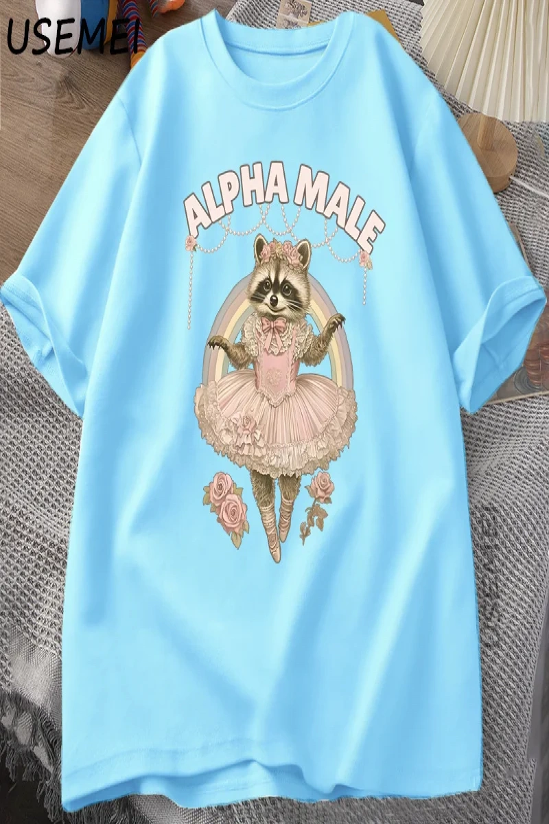 Alfa Erkek Rakun Grapchi T Shirt Pamuk Kısa Kollu Komik Baskı T-shirt Kadın ve Erkek Pamuk Vi 3019