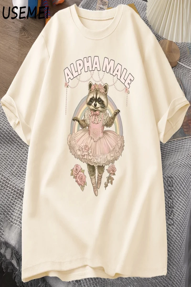 Alfa Erkek Rakun Grapchi T Shirt Pamuk Kısa Kollu Komik Baskı T-shirt Kadın ve Erkek Pamuk Vi 3019
