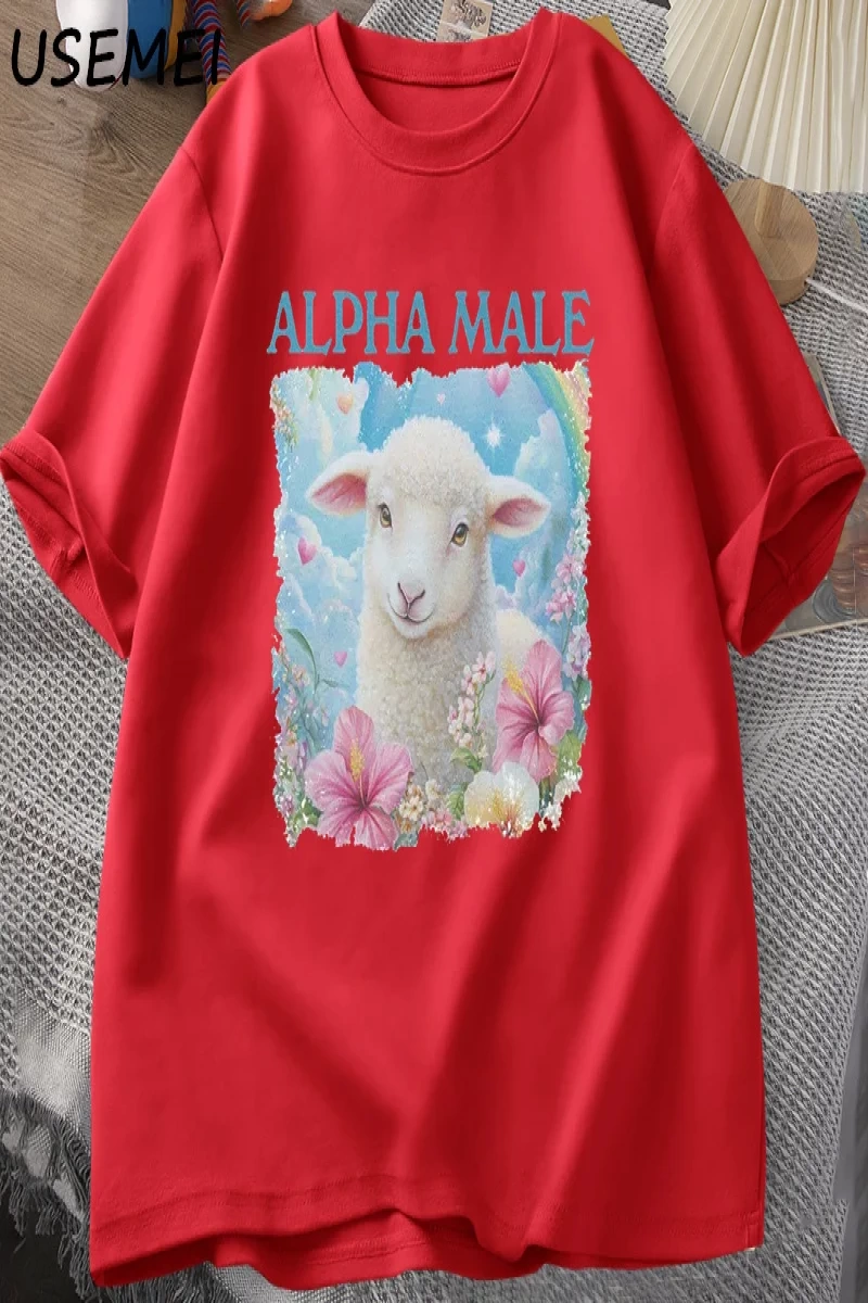 Alpha Male T Shirt Casual Cotton Meme T-shirt Silly Weird Goat Graphic Tee Fashion Short Slee 2898