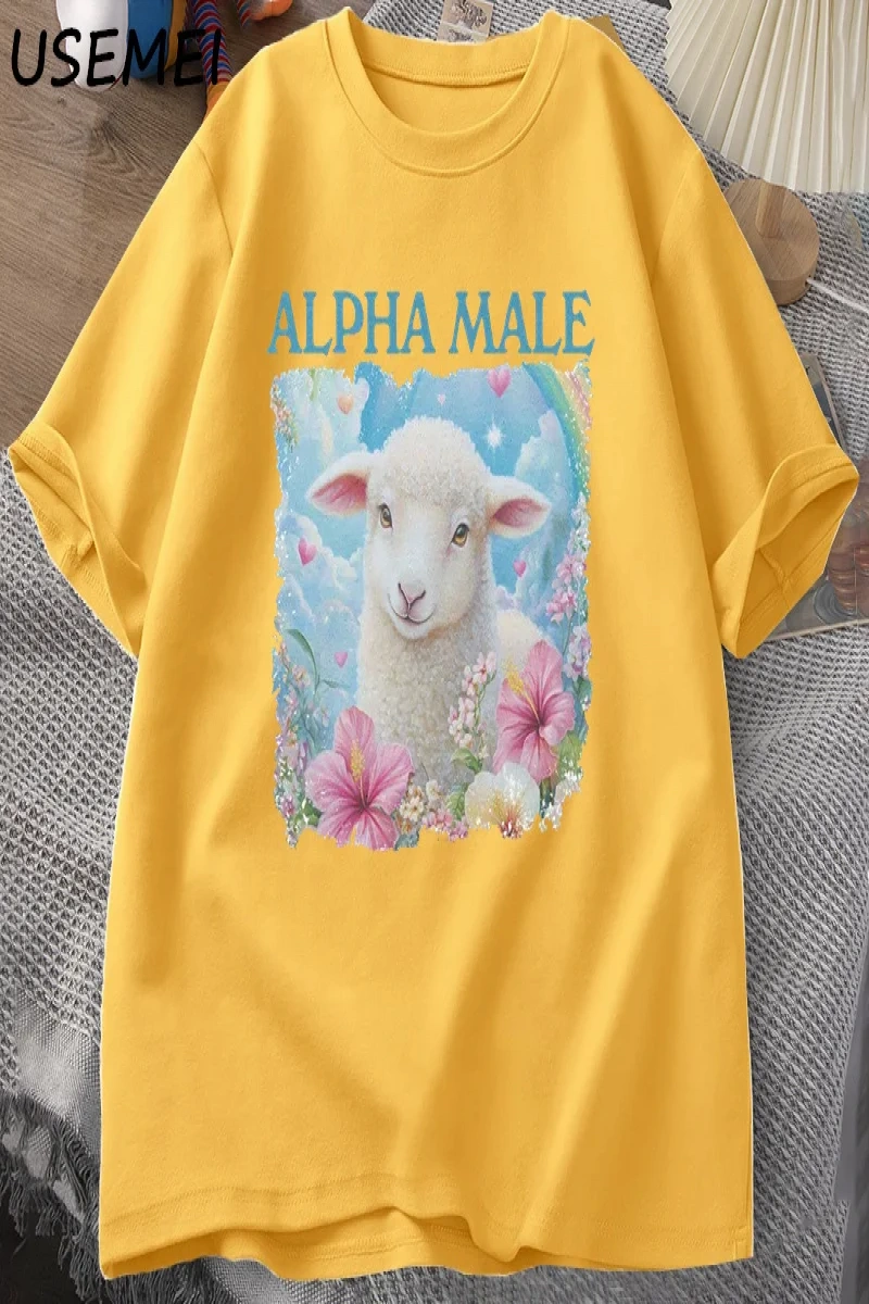 Alpha Male T Shirt Casual Cotton Meme T-shirt Silly Weird Goat Graphic Tee Fashion Short Slee 2898
