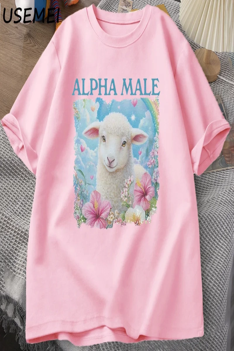 Alpha Male T Shirt Casual Cotton Meme T-shirt Silly Weird Goat Graphic Tee Fashion Short Slee 2898