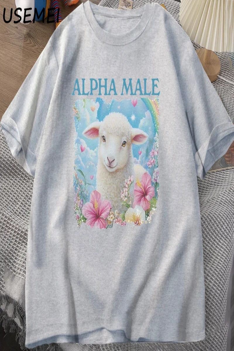 Alpha Male T Shirt Casual Cotton Meme T-shirt Silly Weird Goat Graphic Tee Fashion Short Slee 2898