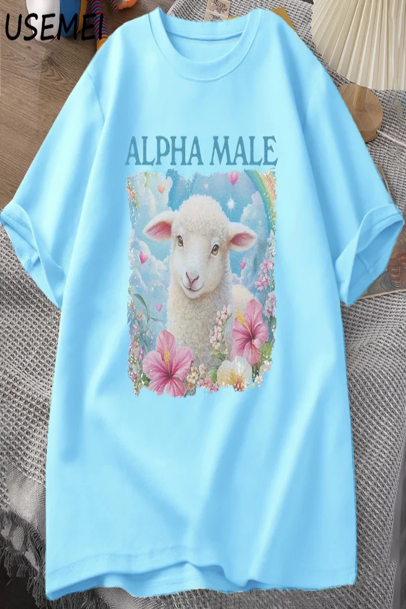 Alpha Male T Shirt Casual Cotton Meme T-shirt Silly Weird Goat Graphic Tee Fashion Short Slee 2898