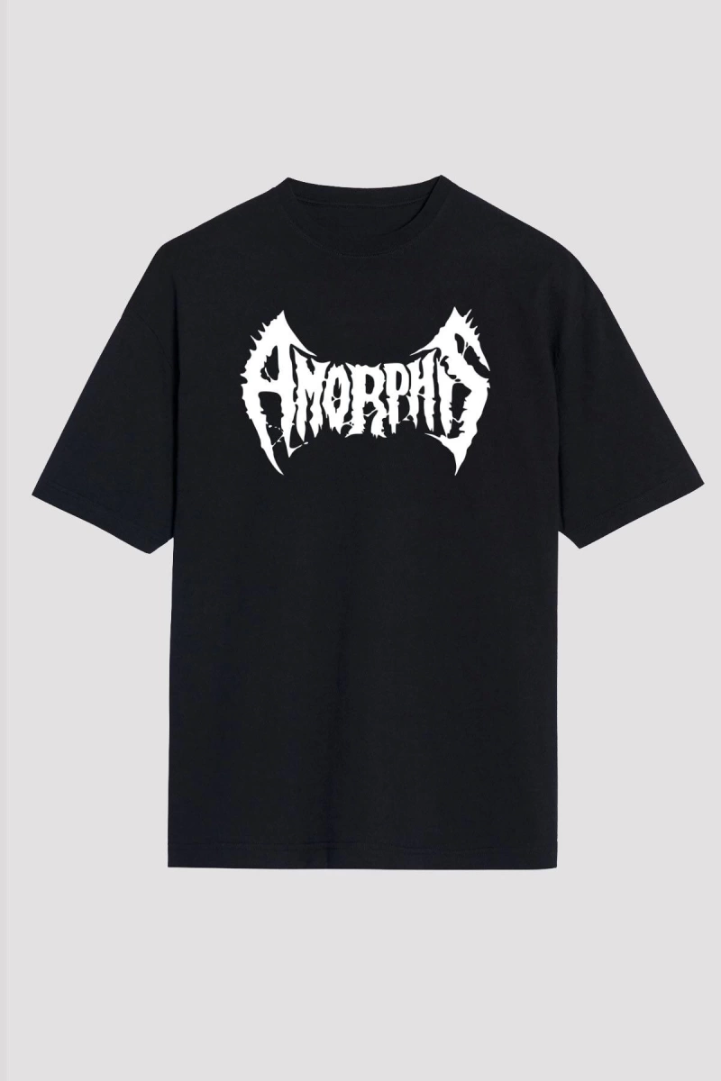 Amorphis Siyah Unisex Oversize Tişört T-shirt