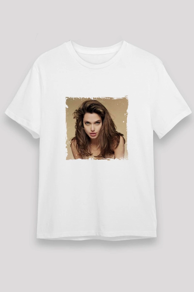 Angelina Jolie Beyaz Unisex T-Shirt