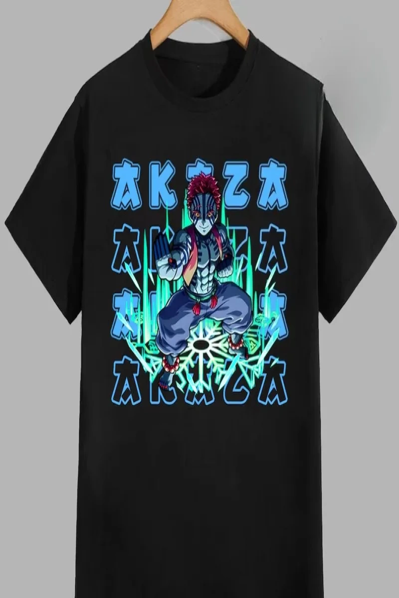 Anime Desenli Unisex Bay Bayan Tişört  Akaza iblis avcısı